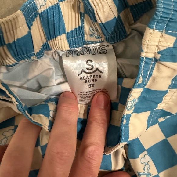 Blue and White Checkered Swim Shorts - Picture 3 of 6